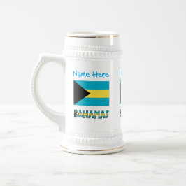Jarra De Cerveza Personalización de bandera bahameña azul de Bahama