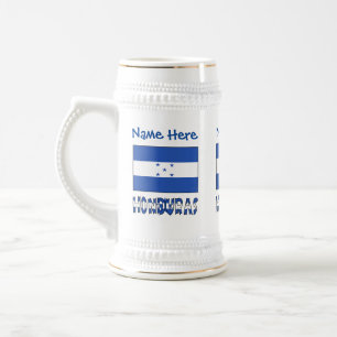 Jarra De Cerveza Personalización de la bandera hondureña azul