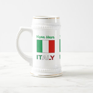 Jarra De Cerveza Personalización de la bandera italiana verde de It