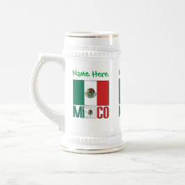 Jarra De Cerveza Personalización verde de bandera mexicana