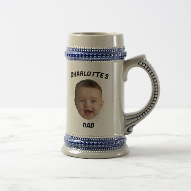Jarra De Cerveza Personalizado Baby Face Mug, Personalizado New Dad (Derecha)