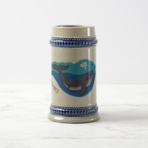 Jarra De Cerveza Personalizado caprichoso de ballenas y terneros