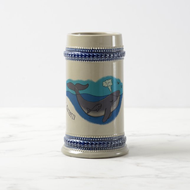 Jarra De Cerveza Personalizado caprichoso de ballenas y terneros (Centro)