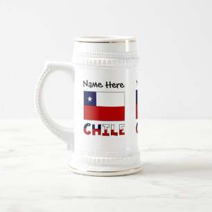 Jarra De Cerveza Personalizado Chile y Bandera Chilena 