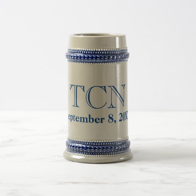 Jarra De Cerveza Personalizado Clásico Groomsman Regalo Blue Tan Go (Centro)
