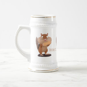 Jarra De Cerveza Personalizado de chipmunk de grandes mejillas grac