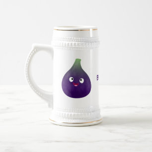 Jarra De Cerveza Personalizado de fruta púrpura feliz