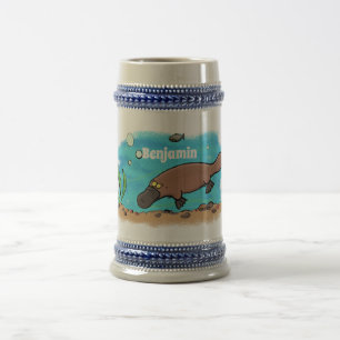 Jarra De Cerveza Personalizado de natación de Platypus Cute