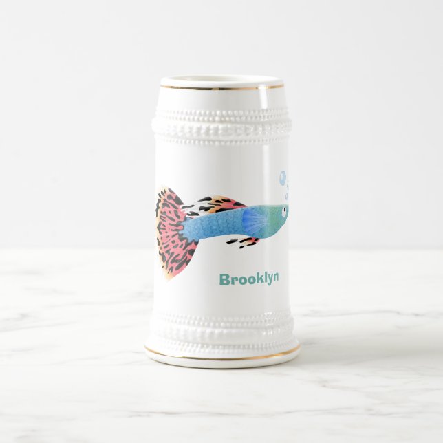 Jarra De Cerveza Personalizado de peces tropicales adormilados (Centro)