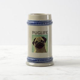 Jarra De Cerveza Personalizado de pug cutest nunca retrato de tiros