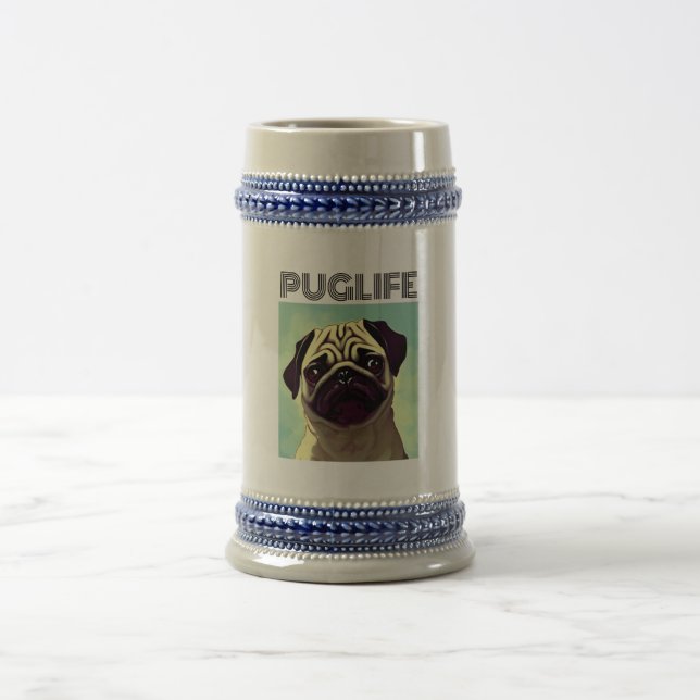 Jarra De Cerveza Personalizado de pug cutest nunca retrato de tiros (Centro)