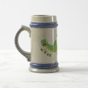 Jarra De Cerveza Personalizado de saltamontes alegre verde