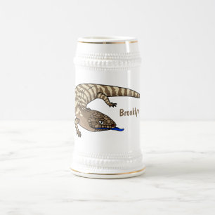 Jarra De Cerveza Personalizado del reptil de lagarto de lengua azul