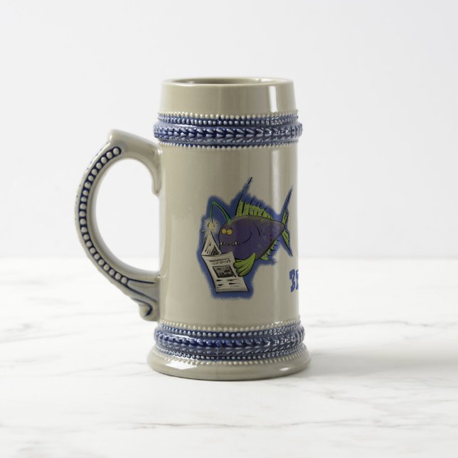 Jarra De Cerveza Personalizado divertida de pescados y mariscos (Izquierda)