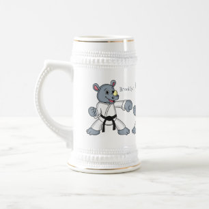 Jarra De Cerveza Personalizado lindo rhino kung fu personalizado