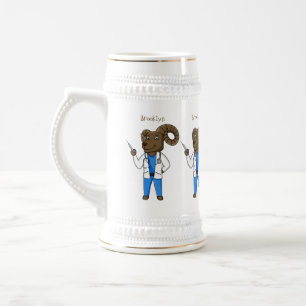 Jarra De Cerveza Personalizado médica ilustracion de ovino de Bigho