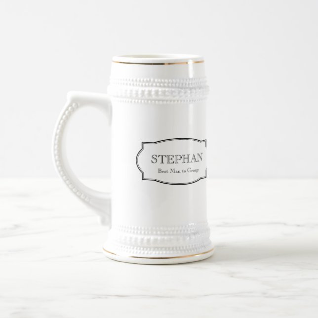 Jarra De Cerveza Personalizado monograma groomsmen cerveza elegante (Izquierda)