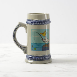 Jarra De Cerveza Personalizado pelícano de pesca divertida