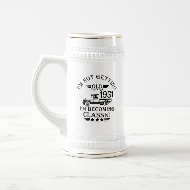 Jarra De Cerveza Personalizado sesenta y cinco años de 65 años (Izquierda)