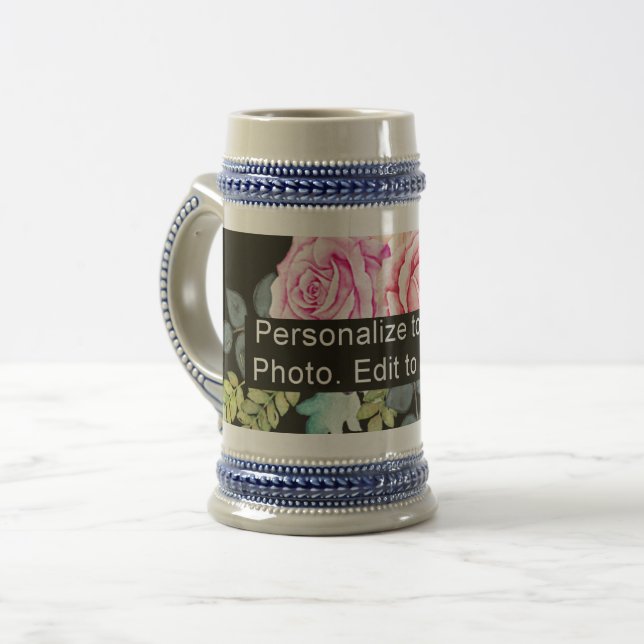 Jarra De Cerveza Personalizado Un eslogan de arte fotográfico Gray  (Anverso izquierdo)