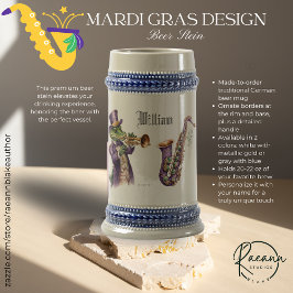 Jarra De Cerveza Personalized Mardi Gras Design Beer Stein