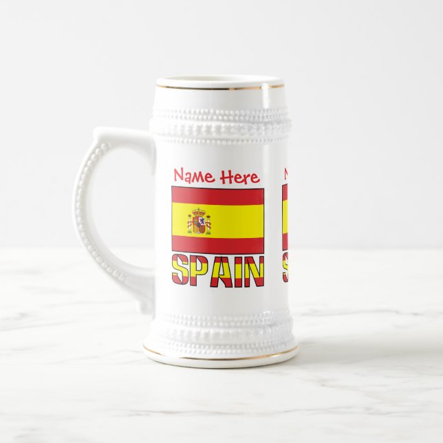 Jarra De Cerveza Personalized Spain Flag Heritage Design (Izquierda)