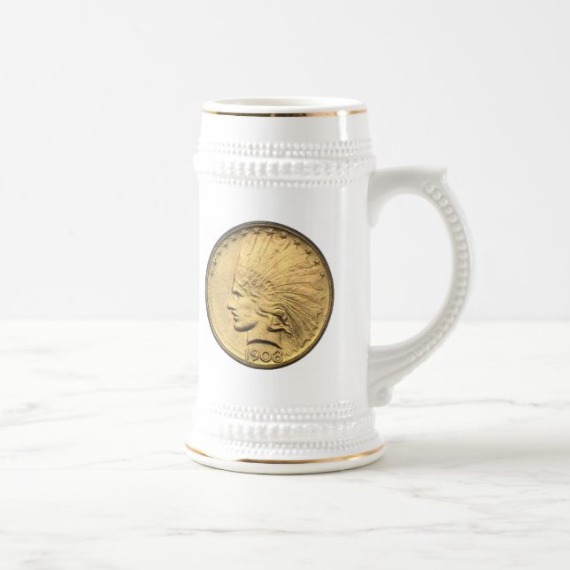 JARRA DE CERVEZA PIEZA DE ORO DE $10 (Derecha)