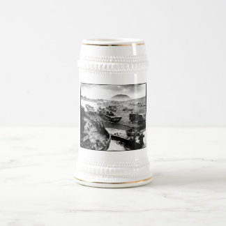 Jarra De Cerveza Pintura de la playa de Iwo Jima