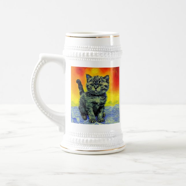 Jarra De Cerveza Playa de Sunset Cat Style Van Gogh (Izquierda)