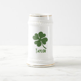 Jarra De Cerveza Polka dot Four Leaf Clover Personalizar