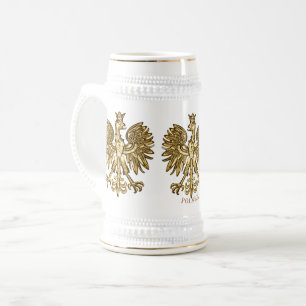 Jarra De Cerveza Polonia (Escudo de Armas) Cresta Dorada