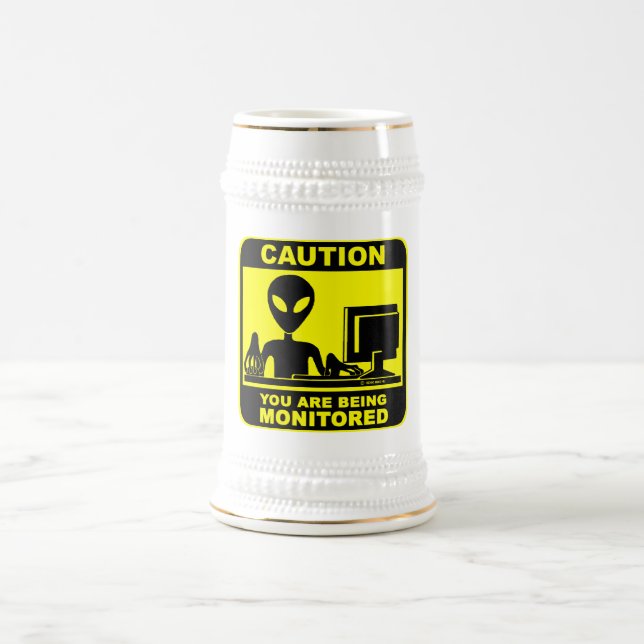 Jarra De Cerveza ¡Precaución! le están supervisando (Centro)