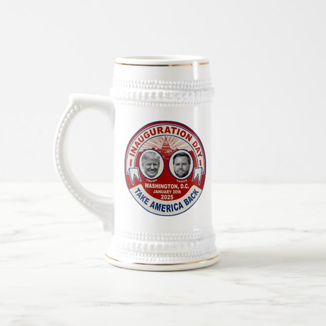 Jarra De Cerveza Presidente Trump recuerdo del Día de Inauguración  (Izquierda)