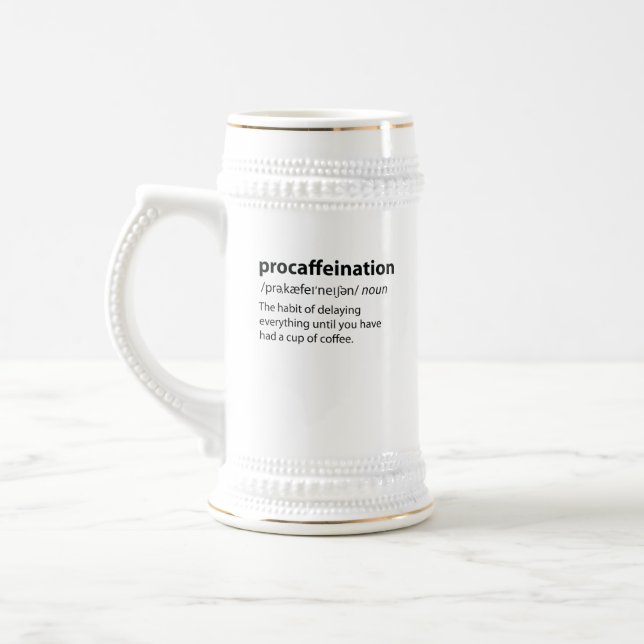 Jarra De Cerveza Procaffeination Funny Dictionary Definition (Izquierda)