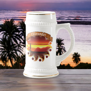 Jarra De Cerveza Puente de la Bahía de San Francisco Atardecer Vele
