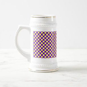 Jarra De Cerveza Puntos de Polka Amarillo con fondo morado STaylor