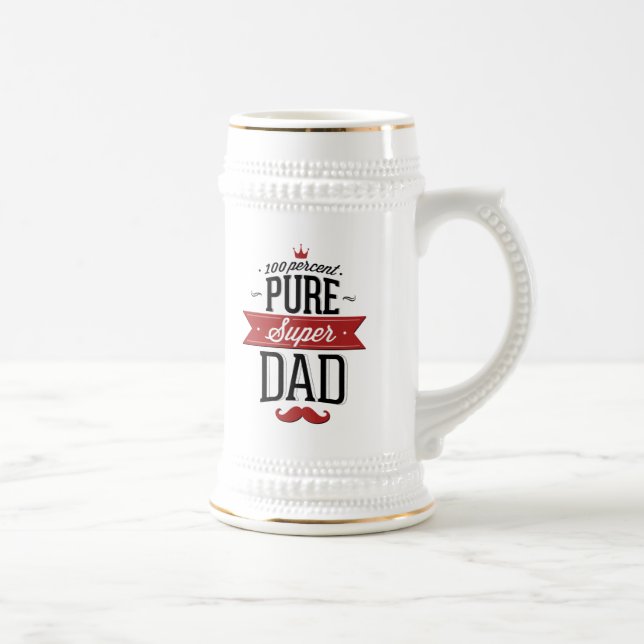 Jarra De Cerveza Pure Super Dad Mustache rojo y negro (Derecha)