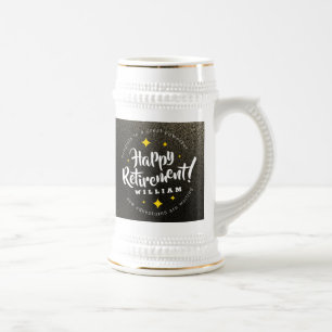 Jarra De Cerveza Purpurina de oro divertido estrellas jubilación nu