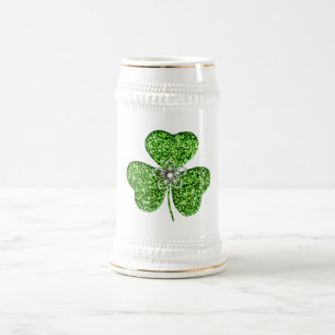 Jarra De Cerveza Purpurina Shamrock And Flower Stein Mug