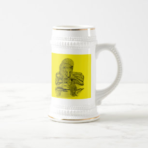 Jarra De Cerveza Rabe mit Wolf schwarz gelb Design