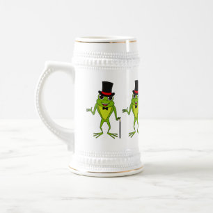 Jarra De Cerveza Rana divertida con personalizado de sombrero super