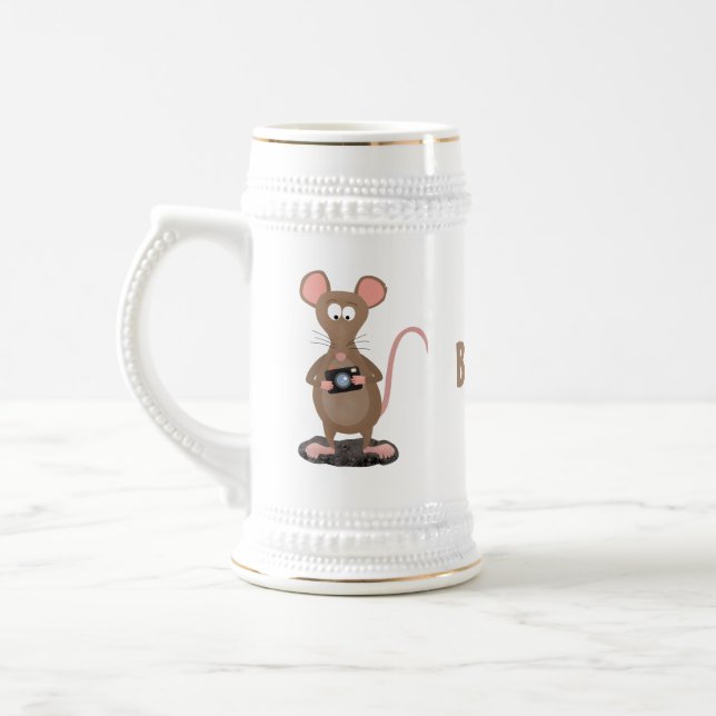 Jarra De Cerveza Rata divertida con ilustracion de personalizado de (Izquierda)