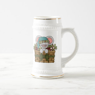 Jarra De Cerveza Ratón del navidad en cesta