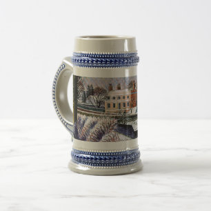 Jarra De Cerveza Ravilious - Vicarage en invierno, arte fino Mug