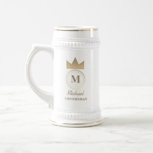 Jarra De Cerveza Recuerdo clásico de monograma para padrino de boda