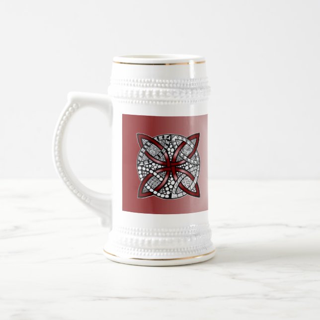 Jarra De Cerveza Red Celtic Knot Art Original (Izquierda)