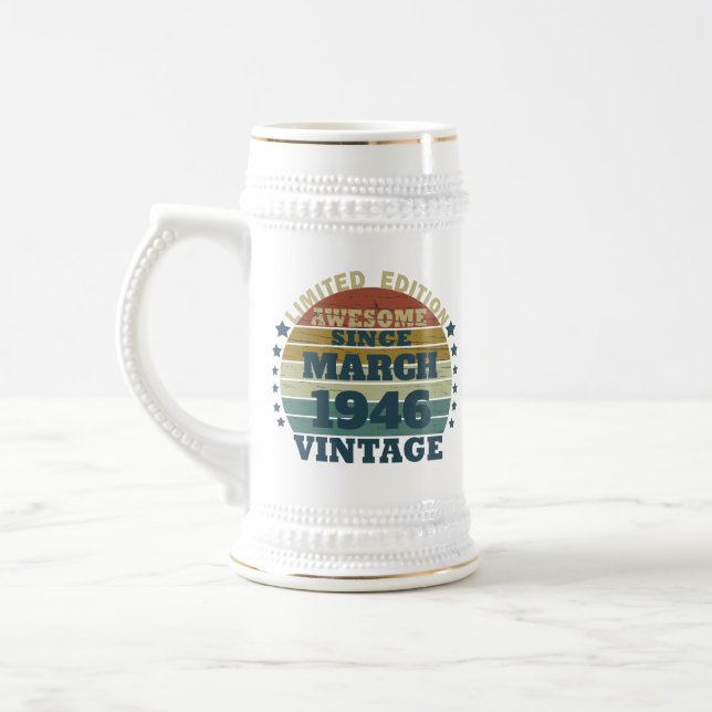 Jarra De Cerveza Regalo de cumpleaños vintage personalizado (Izquierda)