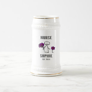 Jarra De Cerveza Regalo De Graduación Para El Enfermero Nombre Adic