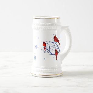 Jarra De Cerveza Regalo de Navidades de Cardenales Rojos