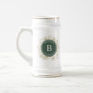 Jarra De Cerveza Regalo de Olive Green Elegant Groomsmen